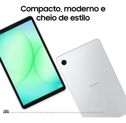 Galaxy Tab A11, 64gb, 4gb Ram, Tela De 8.7 , Bateria 5.100mah, Câmera Frontal 5mp, Câmera Traseira 8mp, Wifi Prata