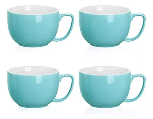 Teocera Juego de 4 tazas de café grandes de porcelana tazas