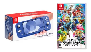 Nintendo Switch Lite Azul + Super Smash Bros Ultimate