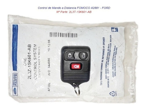 Mando Control A Distancia Para Vehiculo Ford A288. Original 