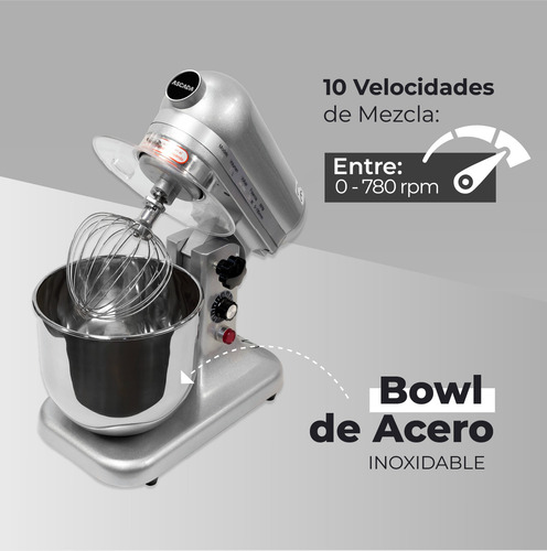 Batidora Planetaria 7l Ascada Color Gris Frecuencia 50 Hz