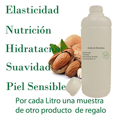 Aceite De Almendras 1 Litro, Crema Base Neutra Nat. 1 Litro 