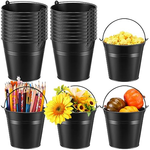 24 Pcs Metal Bucket 5 X 3.5 X 4.7 Inch Mini Party Bucke...