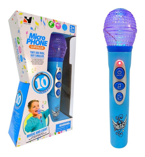 Micrófono Karaoke Infantil C/ Luces Sonidos Música Nene 2406