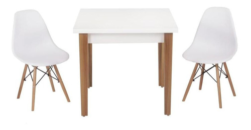 Kit Mesa Jantar Luiza 80cm Branca + 2 Cadeiras Eames Eiffel Cor Branco