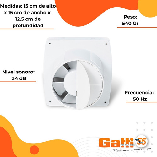 Imagen 7 de 9 de Extractor De Baño 4 (10 Cm) Potenciado C/ Persiana Incluida