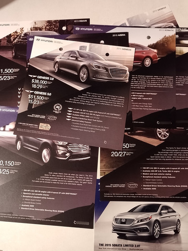 Lote Folletos Hyundai 2015 Estados Unidos 