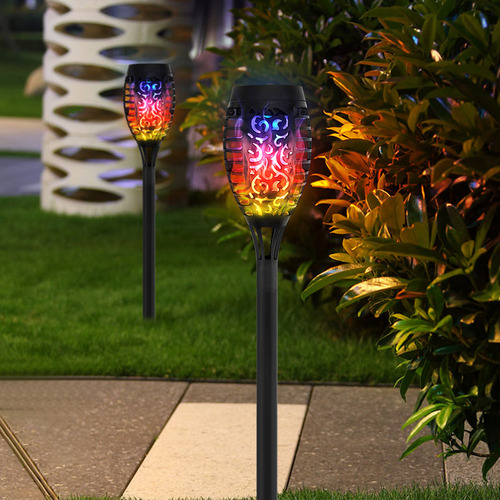 Antorcha Solar De 12 Led Con Luces Parpadeantes Para Jardín