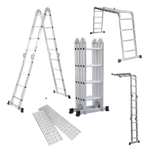 Escalera Multiposiciones De Aluminio 4.5m 16 Pasos Plegable