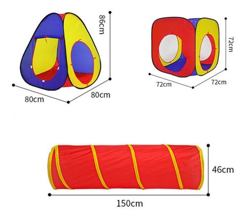 Imagen 8 de 10 de Juego 3 Piezas Infantil Túnel Cubo Y Carpa Plegable Fácil