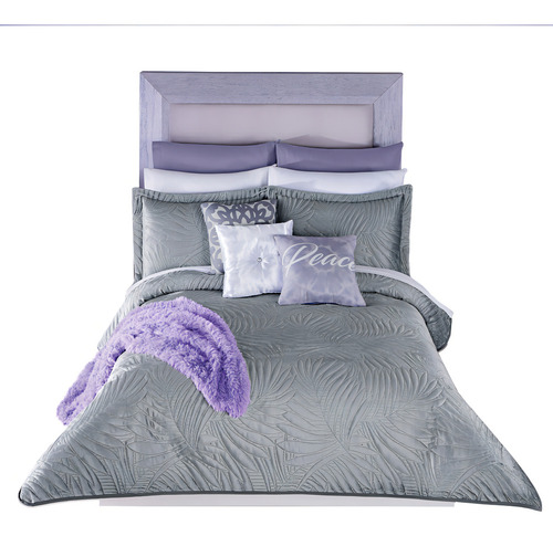 Edredón Ligero Matrimonial Gris Velvet Con Fundas Colchas Concord