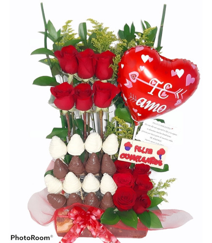 Arreglos Florales 12 Rosas Fresas Chocolate Domicilio Gratis