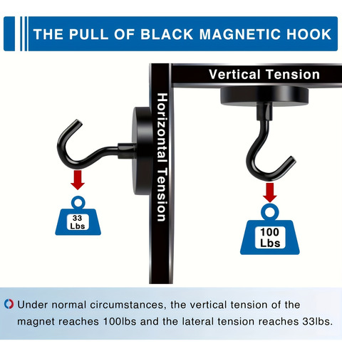 Gancho Magnético Negro De 100 Libras, Resistente, De Neodimi