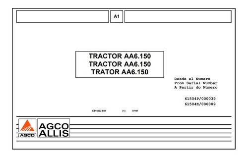 Manual Catalogo De Repuestos Tractor Agco Allis 6.150