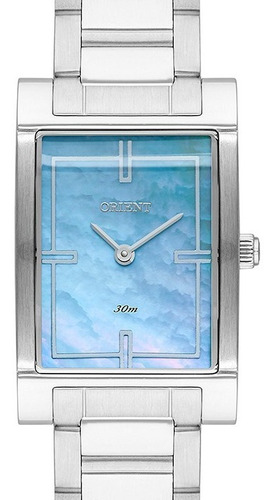 Relógio Orient Feminino Prata Quadrado Lbss0080 A1sx Cor da correia Prateado