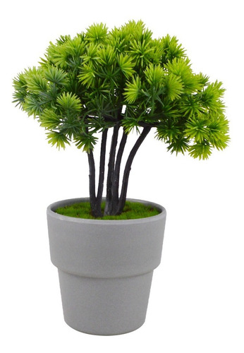 Planta Pino Bonsái Artificial Macetero Plástico Decora 23cm