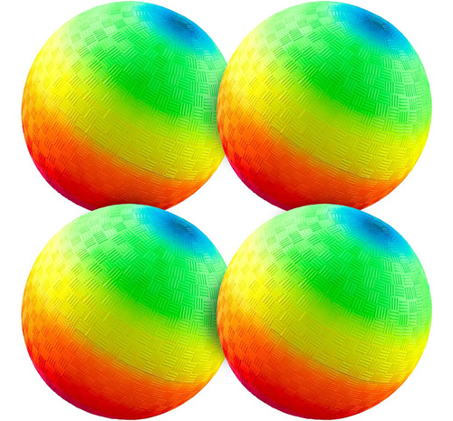 Pelotas Inflables Goma Niños Diseño Arcoíris 22cm 4 Unidades