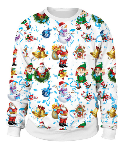 Ropa De Navidad Sudadera Casual De Manga Larga Y Cuello