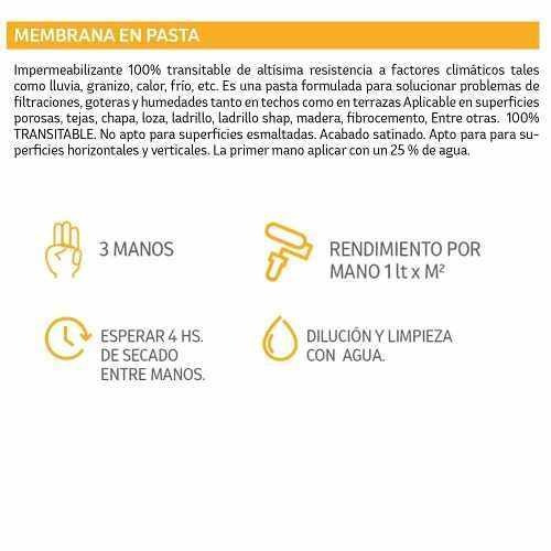 Imagen 4 de 10 de Polacrin Membrana En Pasta Transitable Roja X20 Lts Oferta