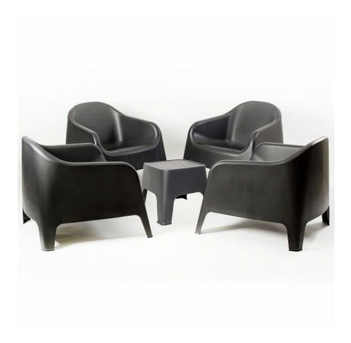 Imagen 1 de 8 de Combo 4 Sillon Skarpo Exterior Apilable + Mesa Jardin Sunset