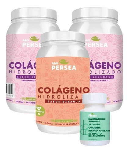 Pack 3 Colageno A&g Persea 1.2 Kg C/u 2 Arandano Y 1 Naranja