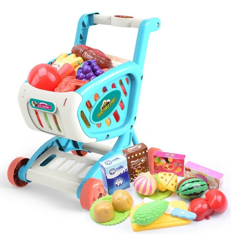 Cc Carrito De Compras Supermercado De Juguete Con 17 Frutas