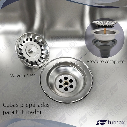 Imagem 4 de 8 de Cuba Pia Cozinha Gourmet Aço Inox Tubrax 50x40 C/ Acessórios