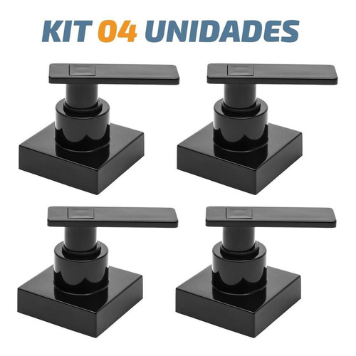 Kit 04 Acabamento C73 Preto Registro Pressão Deca