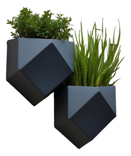 Kit 2 Vasos De Parede Modernos Low Poly