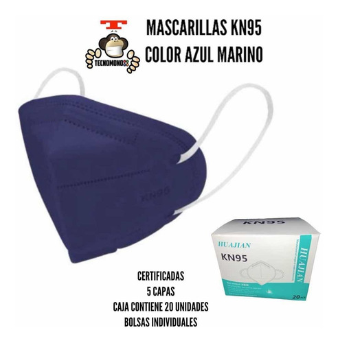 Pack 20u Kn95 Azul Mascarillas 5 Pliegue Envío  Hoy Mismo