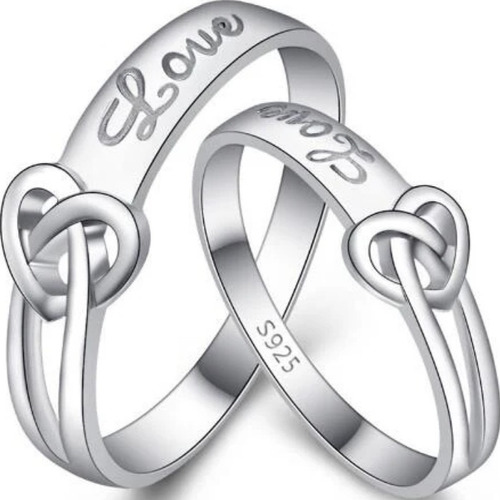 Anillos Plata 925 Corazón Ajustable Mujer Compromiso Pareja
