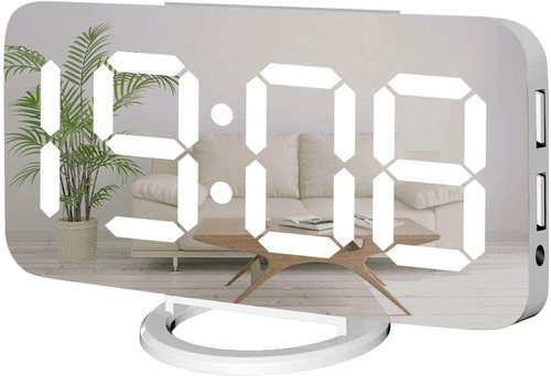  Reloj Despertador Digital, Pantalla Led Con Espejo