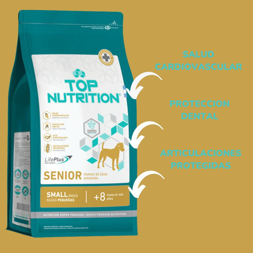 Alimento Top Nutrition Senior Pequeño 7,5kg Perro Small Adul