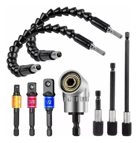 Kit 9 De Juego Brocas Extensión 1/2-3/8-1/4 Dado Universal