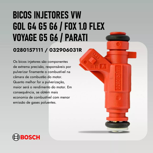 Kit 4 Bico Injetor Gol G4 G5 G6 1.0 2010 Após 0280157111