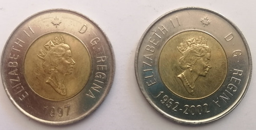 #6s Set De Monedas 2 Dólares Canadienses (1997, 2002)