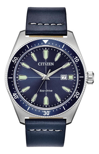 Citizen Brycen Vintage Eco Drive Aw1591-01l Fotos Reales Color de la malla Azul Color del bisel Azul Color del fondo Azul