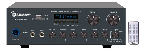 Amplificador De Áudio Sm-ap2000 Sumay 2.0 Stereo 200w-bivolt Cor Preto Potência De Saída Rms 200 W 110v/220v