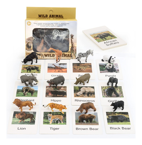 Montessori - Figuras De Animales Con Tarjetas Flash, Juguete