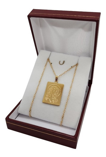 Collar Dije Medalla Rostro Cristo Jesus Enchapado Oro 18kt