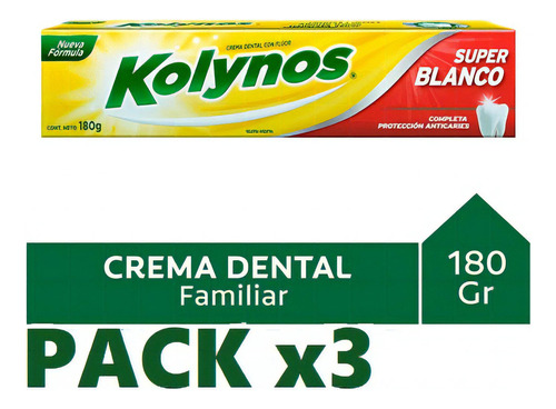 Pasta Dental Kolynos Super Blanco 180g X3 Unidades