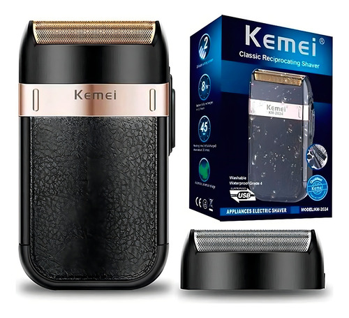 Barbeador Shaver Kemei Elétrico Com Cabeças Removiveis