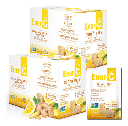 Ener-c Sin Azúcar Limón Jengibre 30ct Paquete 2 Sobres