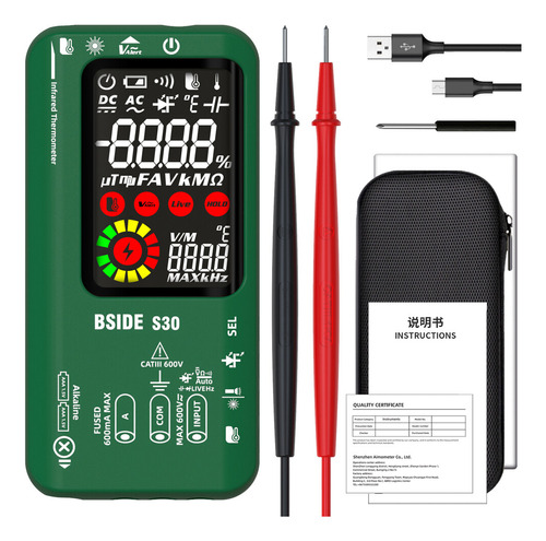 Multímetro Portátil Bside S30 De Temperatura Del Aire. Ilumi