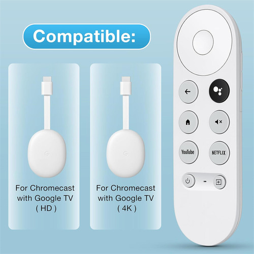 Velstron Control Remoto Compatible con Google TV Chromecast 4K Snow/HDTV, Reemplazo por Voz para Google TV G9N9N, GA01409-US, GA01919/20/23-US, GA02463-US, Reproductor de Streaming.