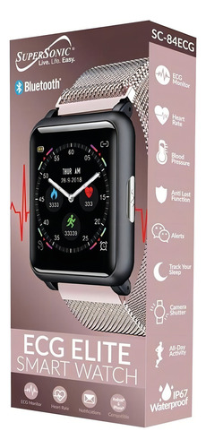 Reloj Inteligente Supersonic Electrocardiograma Ecg+ppg Rosa Color Del Bisel Negro Diseño De La Correa Milanese