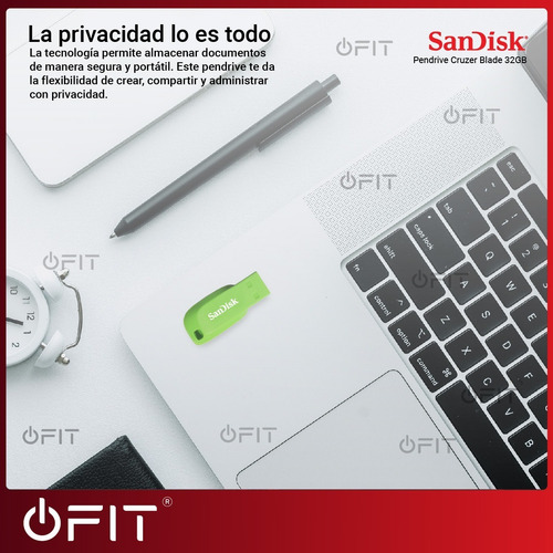 Imagen 8 de 10 de Pendrive Sandisk Cruzer Blade 32gb Usb 2.0 Verde