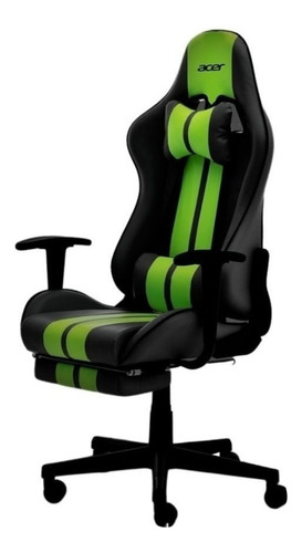 Silla de escritorio Acer Speed SPEED-GC1200 gamer ergonómica  negra y verde con tapizado de cuero sintético