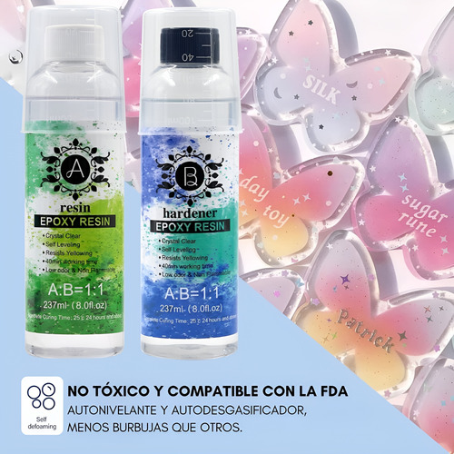 Resina Epóxica 1:1 Ultra Transparente 237 Ml 14 Accesorios