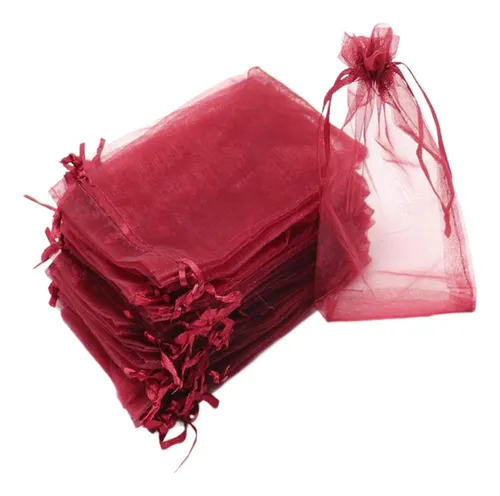 100 Bolsas De Organza Con Cordón, Bolsas De Regalo De